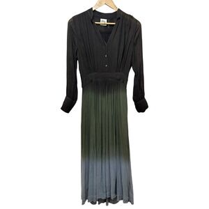 Attic and Barn Ombre Chiffon Maxi Dress Womens 42 (10) Pleated Boho Flowy *Flaw